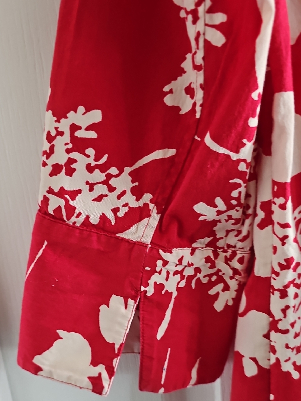 Talbots Red and White Floral Wrap-Style Blouse - Picture 3 of 6